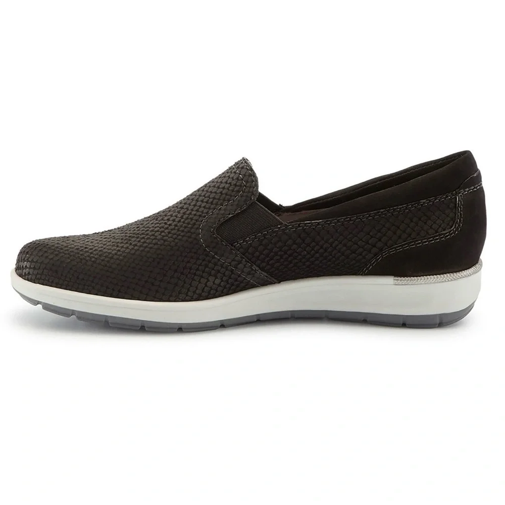 Ros Hommerson Slip On Shoe Orleans Women's Black Matte Snakeskin Nubuck Size 9W - Picture 3 of 7